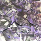 Sequin Round 1.5" Purple Silver Bird Feathers Print Metallic