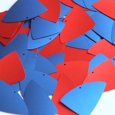 Fishscale Fin Sequin 1.5" Red Blue Matte Silk Frost