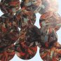 Sequin Round 2" Orange Silver Bird Feathers Print Metallic