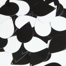 Sequin Teardrop 1.5" Black and White Duo Two Sided Opaque. Made in USA