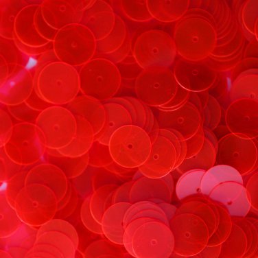 10mm Flat SEQUIN PAILLETTES ~ RED Neon Fluorescent Transparent ~ Made in USA.