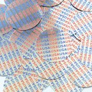 Sequin Round 1.5" USA Red Blue Patriotic Silver Print Metallic
