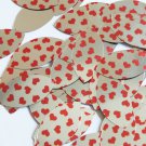 Sequin Navette Leaf 1.5" Sweet Hearts Print Red Silver Metallic