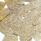 Sequin Rectangle 1.5" Mehndi Print Pattern Black Gold Metallic