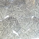 Sequin Oval 1.5" Mehndi Print Pattern Black Silver Metallic