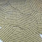 Sequin Round 1.5" Black Gold Binary Tech Code Print Out Metallic
