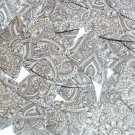 Sequin Fishscale Fin 1.5" Mehndi Print Pattern Black Silver Metallic