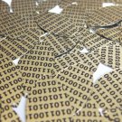 Sequin Navette Leaf 1.5" Black Gold Binary Tech Code Print Out Metallic