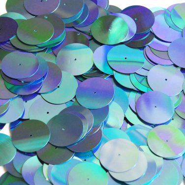 20mm Sequins Center Hole Aqua Metallic Iris Rainbow Iridescent. Made in USA