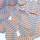 Sequin Teardrop 1.5" USA Red Blue Patriotic Silver Print Metallic
