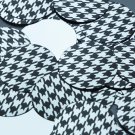 Round Sequin 1.5" Black Silver Houndstooth Pattern Metallic