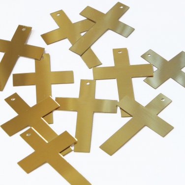 Sequin Simple Cross 1.5" Gold Metallic Couture Paillettes. Made in USA.
