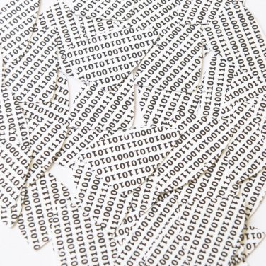 Sequin Fishscale Fin 1.5" Black White Binary Tech Code Print Out Opaque