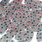 Sequin Oval 1.5" Playing Card Clubs Hearts Spades Diamonds Silver Metallic