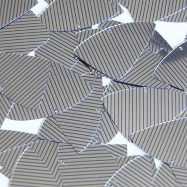 Sequin Fishscale 1.5" Blue Silver Pinstripe Metallic Couture Paillettes