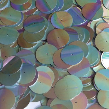 20mm Sequins Center Hole Silver Metallic Iris Rainbow Iridescent. Made in USA
