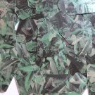 Sequin Rectangle 1.5" Green Silver Bird Feathers Print Metallic
