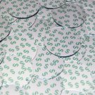 Sequin Round 30mm Green Dollar Sign Print Silver Metallic
