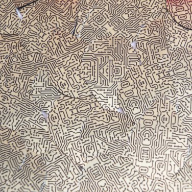 Sequin Teardrop 1.5" Black Gold Circuit Board Tech Print Metallic