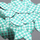 Navette Leaf Sequin 1.5" Teal Silver Houndstooth Pattern Metallic