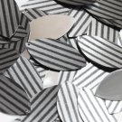 Navette Leaf Sequin 1.5" Black Gray Corrugated Stripe Metallic