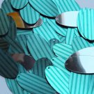 Oval Sequin 1.5" Teal Blue Green Corrugated Stripe Metallic