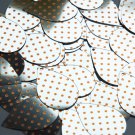 Teardrop Sequin 1.5" Orange Polka Dot on Silver Metallic