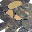 Oval Sequin 1.5" Camo Brown Green Camouflage Gold Metallic