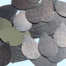 Teardrop Sequin 1.5" Deep Brown Distressed Crocodile Print Metallic