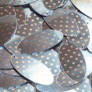 Oval Sequin 1.5" Orange Polka Dot on Silver Metallic