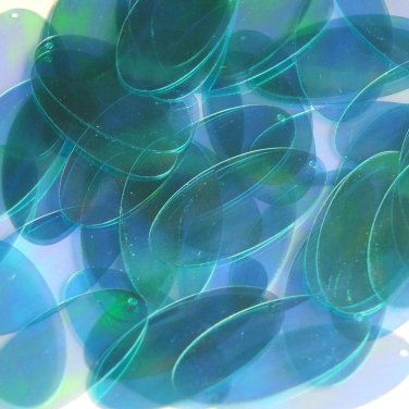 Oval Sequin 1.5" Aqua Blue Iridescent Rainbow Crystal Rainbow Iris Iridescent