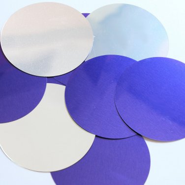 Sequin Round 70mm No Hole Purple Silver Metallic Couture Paillettes. Made in USA