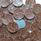 24mm Vinyl Disc Brown Wide Weave No Hole Round Circle