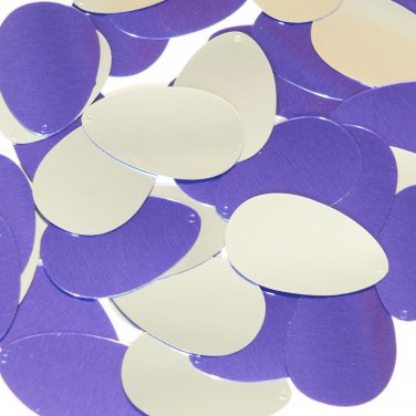 Sequin Oval Egg 1.5" Purple Silver Metallic Couture Paillettes. Made in USA.