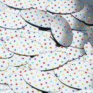 Oval Sequin 1.5" Multicolor Polka Dot on Silver Metallic
