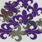 Sequin Fleur De Lis 1.25" Purple Silver Metallic Couture Paillettes. Made in USA