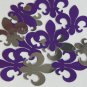 Sequin Fleur De Lis 1.25" Purple Silver Metallic Couture Paillettes. Made in USA