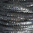 Hematite Shiny Gray 5mm cup Sequin Trim, Flat Stitched Strung by the yard 15'