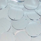 Sequin Round 30mm Aqua Silver Pinstripe Pattern Metallic Couture Paillettes
