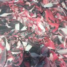 Sequin Oval 1.5" Red Silver Bird Feathers Print Metallic