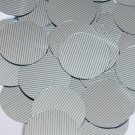 Sequin Round 1.5" Aqua Silver Pinstripe Pattern Metallic Couture Paillettes