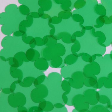 Sequin Flower 1.5" Vinyl Shape Go Go Trans Green. Made in USA