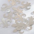 Sequin Fleur De Lis 1.25" Silver Metallic Couture Paillettes. Made in USA.