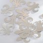 Sequin Fleur De Lis 1.25" Silver Metallic Couture Paillettes. Made in USA.