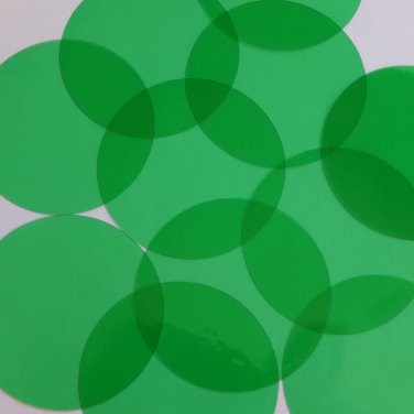 Sequin 60mm No Hole Round Shape Vinyl Go Go Trans Green. Made in USA
