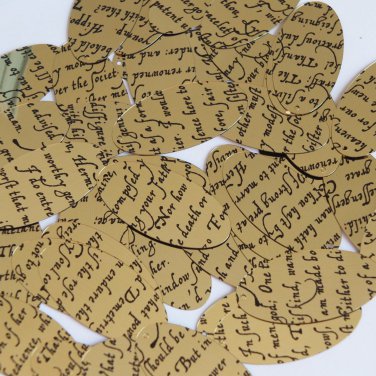 Sequin Oval 1.5" Black Gold Midsummer Night's Dream Shakespeare Script Metallic