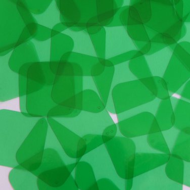 Sequin 30mm Square Shape Diamond Vinyl Go Go Trans Green. Made in USA
