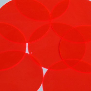 Round Vinyl Shape 70mm Red Go Go Fluorescent Edge Glow