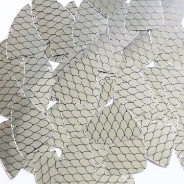 Sequin Fishscale Fin 1.5" Black Silver Fish Scale Skin Effect Metallic