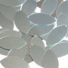 Sequin Navette Leaf 1.5" Green Silver Pinstripe Metallic Couture Paillettes